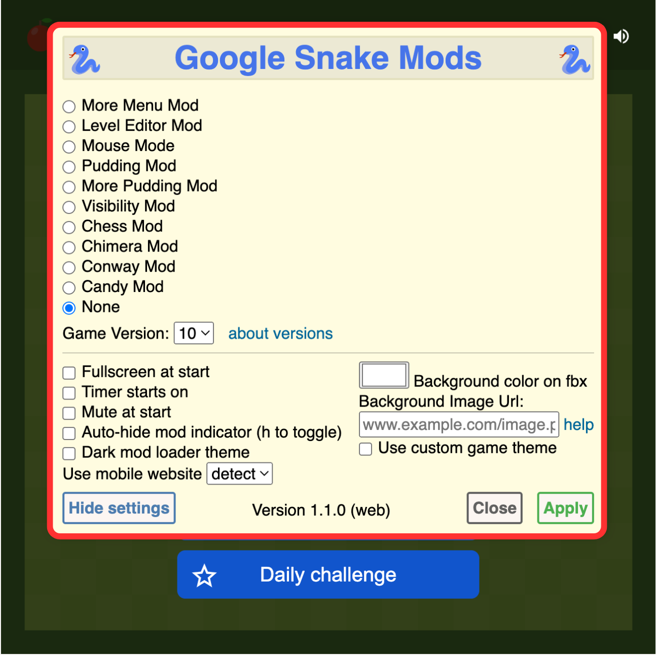 Try other Google Snake Modes